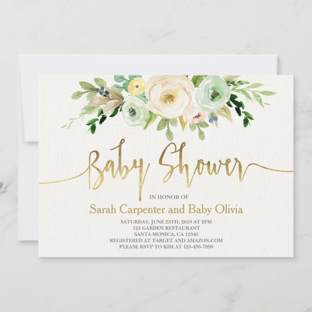 Invitación Ducha de bebé neutra por género (Anverso)