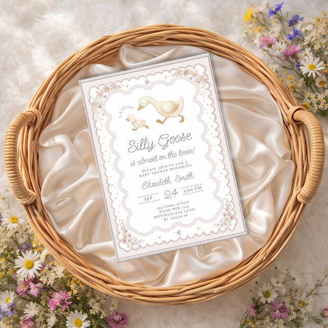 Invitación Ducha de bebé neutra Silly Goose Duck (Subido por el creador)