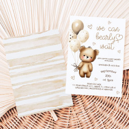Invitación Ducha de bebé neutra y adorable oso
