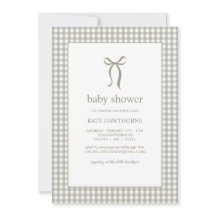 Ducha de bebé neutral con lazo verde de gingham ad