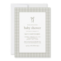 Ducha de bebé neutral con lazo verde de gingham ad