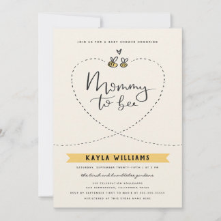 Invitación Ducha de bebé neutral con tema de abeja para mamá