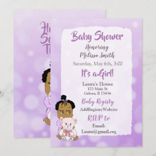 Invitación Ducha de bebé niña afroamericana