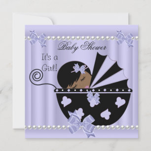Invitación Ducha de bebé niña afroamericana púrpura