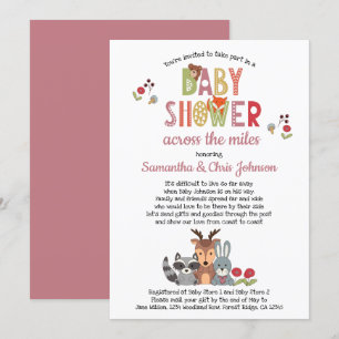 Invitación Ducha de Bebé Niña Animales del Bosque por Correo