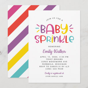 Invitación Ducha de Bebé Niña Arcoíris Morado Moderno