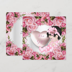 Invitación Ducha de Bebé Niña Bebé Rosa Rosas Niña 2
