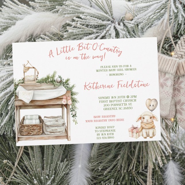 Invitación Ducha De Bebé Niña Boho De Campo Invernal (Subido por el creador)