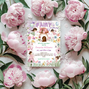 Invitación Ducha de Bebé Niña Bosque Hada Floral