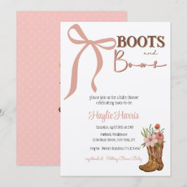 Invitación Ducha de Bebé Niña Botas y Lazos