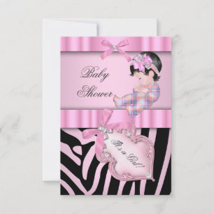Invitación Ducha de Bebé Niña Cebra Rosa