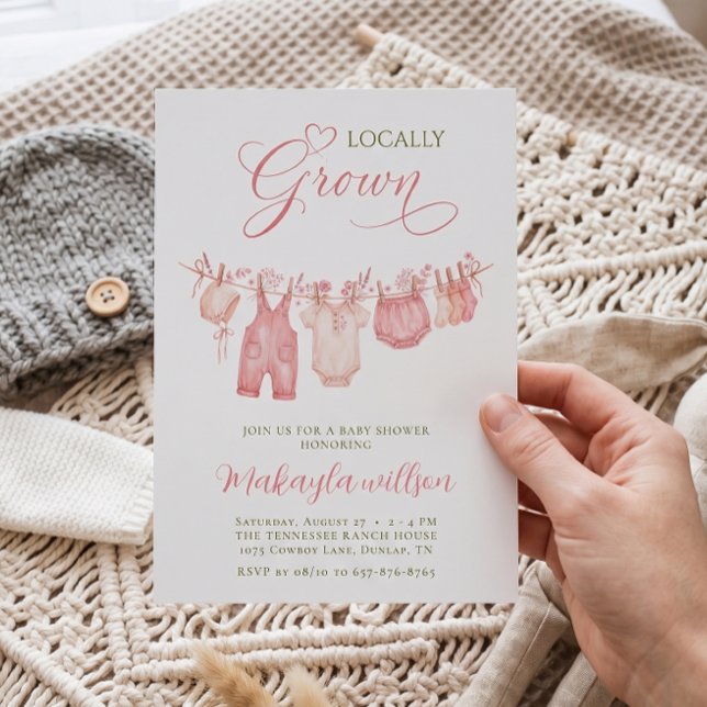 Invitación Ducha de Bebé Niña con Ropa de Cerca Cultivada Boh (Subido por el creador)