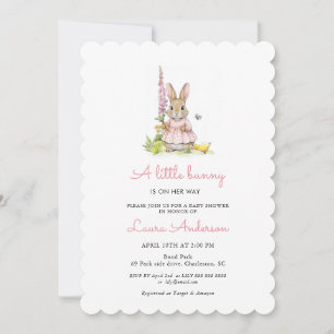 Invitación Ducha de Bebé Niña Conejito Rosa