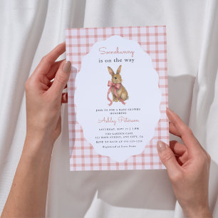 Invitación Ducha de Bebé Niña Conejo Rosa Vintage