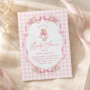 Invitación Ducha de Bebé Niña Coqueta Pequeña Gansa Tonta