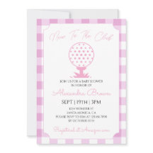 Ducha de bebé niña de golf con gingham rosa