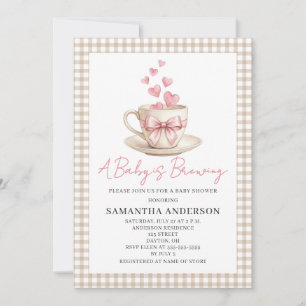 Invitación Ducha de Bebé Niña: El Bebé Está Preparando Café