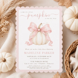Invitación Ducha de Bebé Niña Elegante Lazo Rosa Calabacita