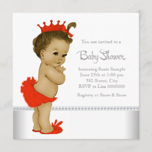 Invitación Ducha de Bebé Niña Étnica Roja