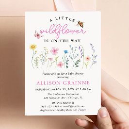 Invitación Ducha de bebé niña floral boho de flores silvestre