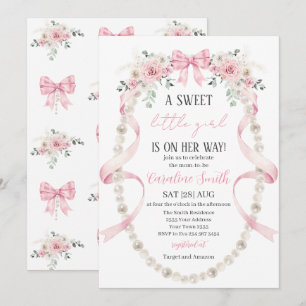 Invitación Ducha de bebé niña floral dulce