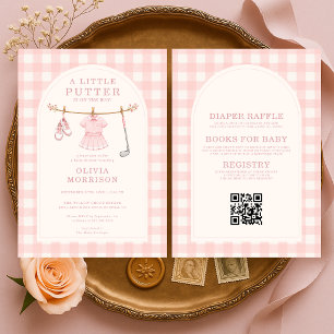 Invitación Ducha de Bebé Niña Golfista Pequeña Putter Todo en