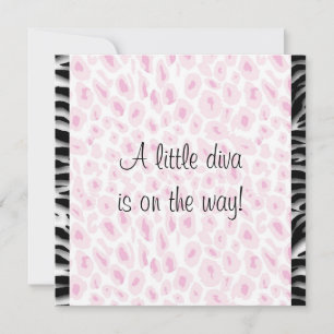 Invitación Ducha de Bebé Niña Leopardo Cebra Rosa