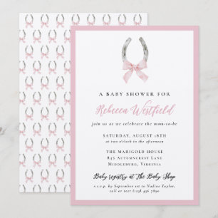 Invitación Ducha de Bebé Niña Listón de Moño Equino Caballo R