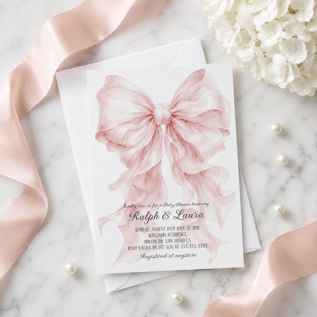 Invitación Ducha de Bebé Niña Lujo Rosa Polvoriento (Subido por el creador)