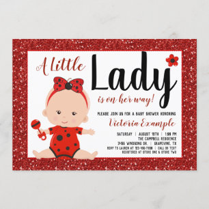 Invitación Ducha de Bebé Niña Mariquita Pequeña