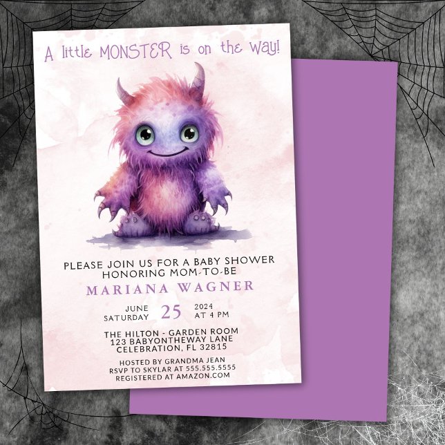 Invitación Ducha de Bebé Niña Monstruito de Halloween (Subido por el creador)
