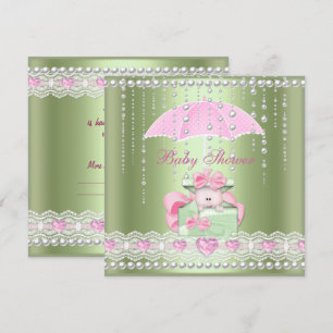 Invitación Ducha de Bebé Niña Niño Bebé Rosa Menta Paraguas P