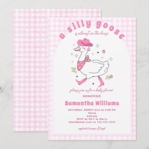 Invitación Ducha De Bebé Niña Occidental Cuadro De Gingham De