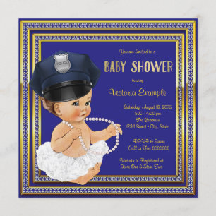 Invitación Ducha de bebé niña oficial de policía