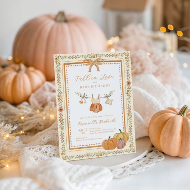 Invitación Ducha de bebé niña otoño cae enamorada (Subido por el creador)