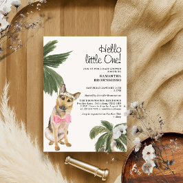 Invitación Ducha de Bebé Niña Palma Tropical Pastor Alemán