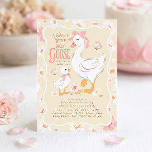 Invitación Ducha de Bebé Niña Pato Lindo Rosa Tonto