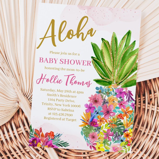 Invitación Ducha de Bebé Niña Piña (Subido por el creador)