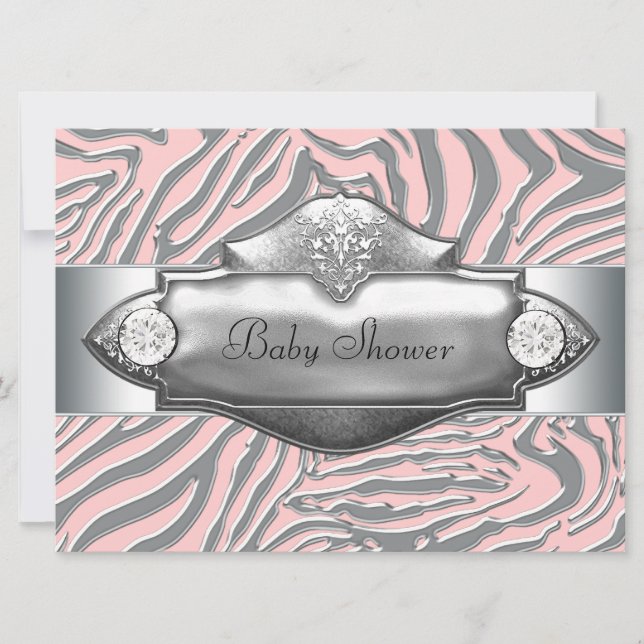 Invitación Ducha de bebé niña Pink Zebra Pink Zebra (Anverso)