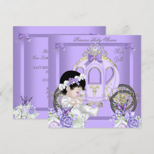 Invitación Ducha de bebé niña princesa carruaje lavanda