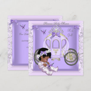 Invitación Ducha de bebé niña princesa carruaje lavanda 3