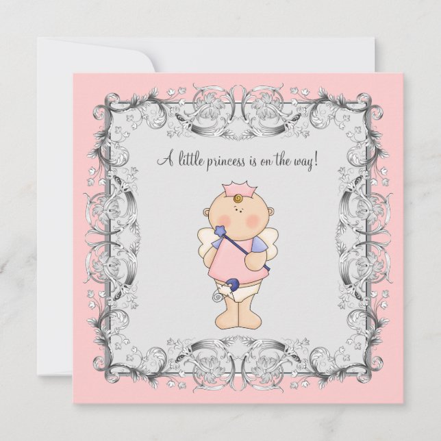 Invitación Ducha de Bebé Niña Princesa Rosa (Anverso)