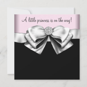 Invitación Ducha de Bebé Niña Princesa Rosa Negro