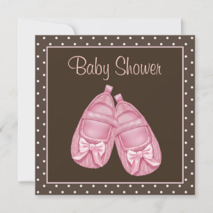 Invitación Ducha de Bebé Niña Rosa y Marrón