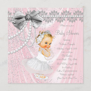 Invitación Ducha de Bebé Niña Seda Rosa Perla