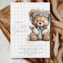 Ducha de bebé niña Teddy de margarita floral a cua