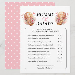 Invitación Ducha de Bebé Niña Teddy Mamá Papá Globo Rosa