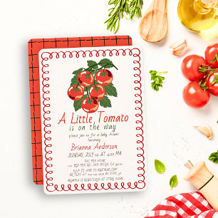 Invitación Ducha de Bebé Niña Tomate Rojo Italiano Pequeño