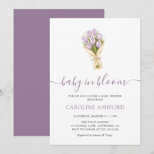 Invitación Ducha de Bebé Niña Tulipanes Baby In Bloom