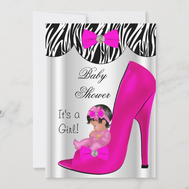 Invitación Ducha de Bebé Niña Zapatito Rosa (Anverso)